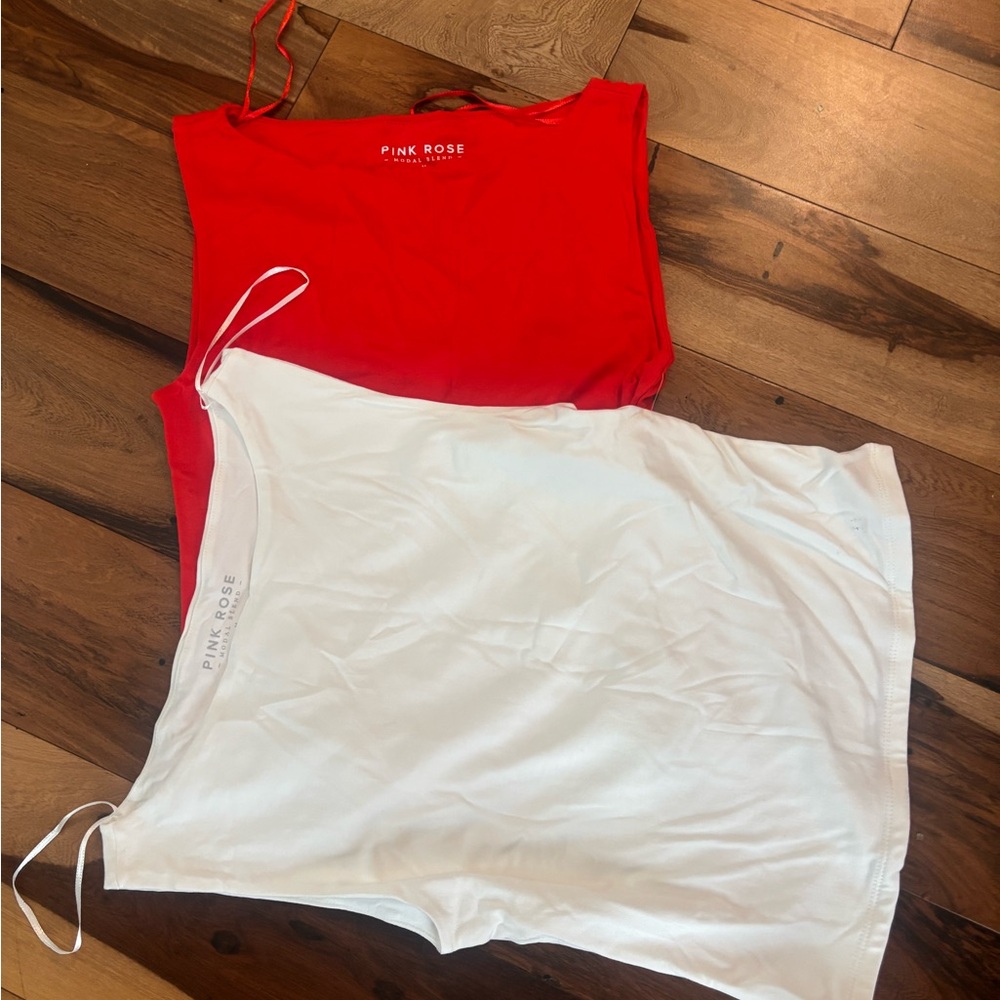 Pink Rose Vibrant Red and Classic White Tops